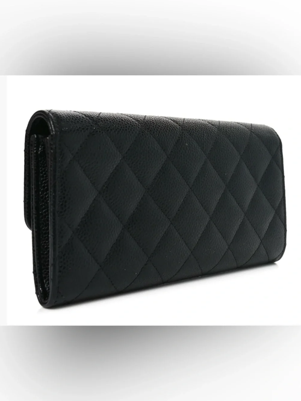 CHANEL Caviar Quilted Large Gusset Flap Wallet Black/Burgund Timeless Classic L-